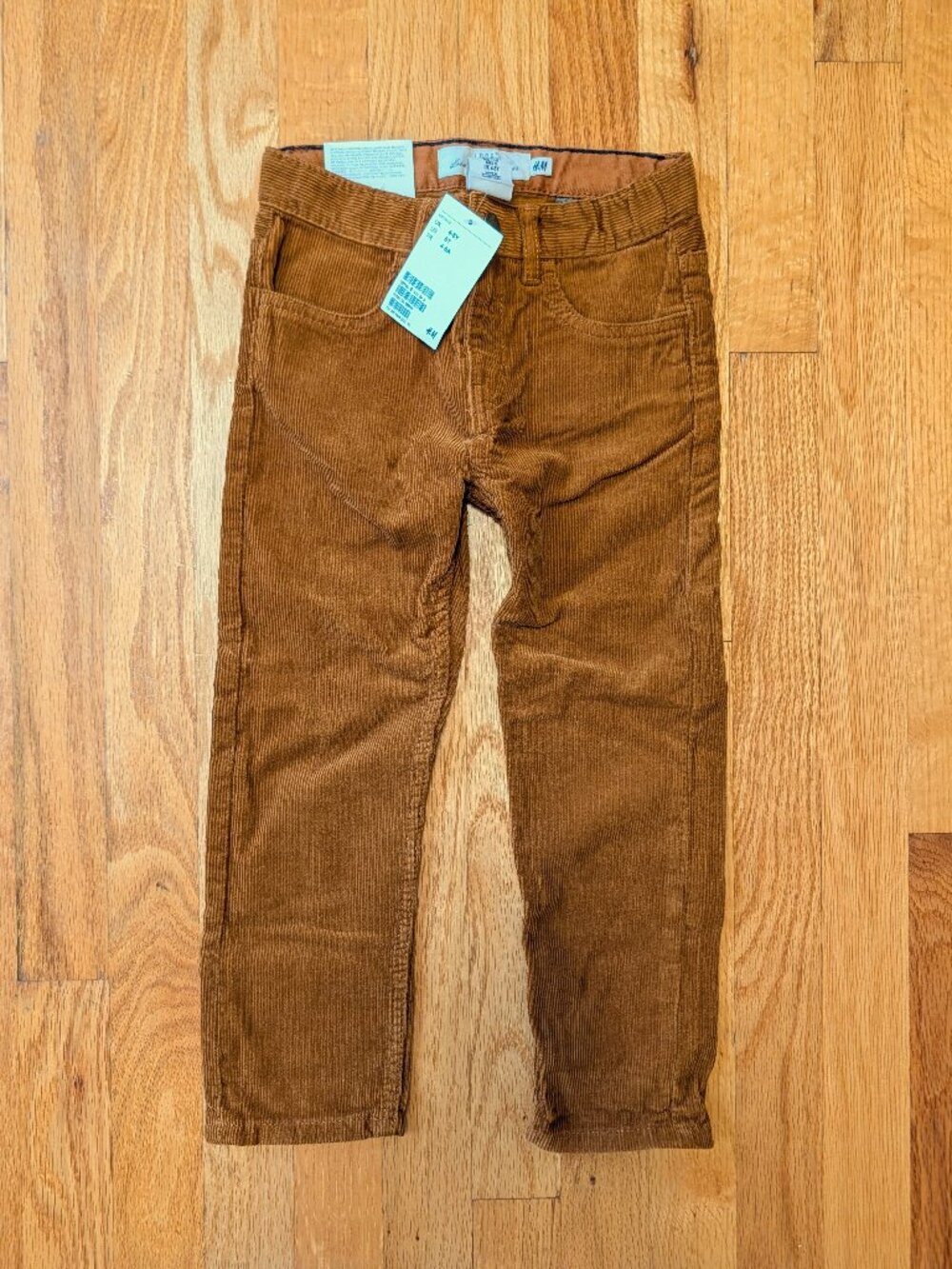 H&M NWT size 5T 4/5 years Brown slim fit corduroy pants